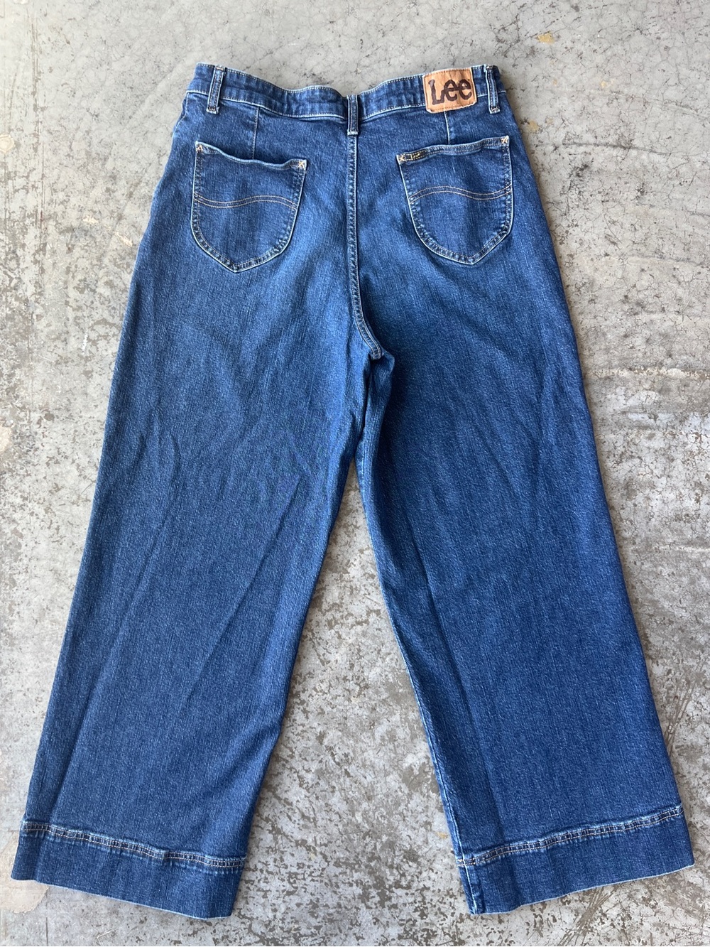 Lee Women's Vintage 90s Jeans Blue Dark Wash Wide Leg High Waisted Stretch 14